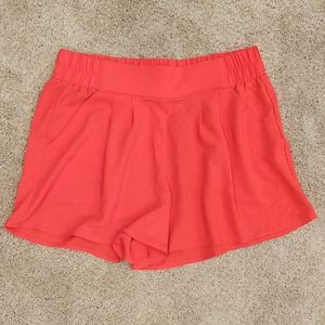 Women's Red Highwaisted Paperbag Shorts